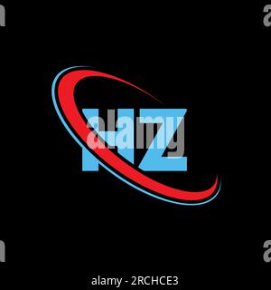 HZ H Z letter logo design. Initial letter HZ linked circle upercase monogram logo red and blue. HZ logo, H Z design Stock Vector
