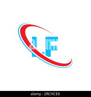 LF L F letter logo design. Initial letter LF linked circle upercase monogram logo red and blue. LF logo, L F design Stock Vector