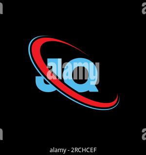JQ J Q letter logo design. Initial letter JQ linked circle upercase monogram logo red and blue. JQ logo, JQ design Stock Vector