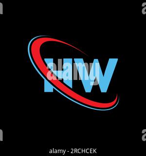 HW H W letter logo design. Initial letter HW linked circle upercase monogram logo red and blue. HW logo, H W design Stock Vector