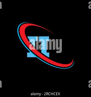 II I I letter logo design. Initial letter II linked circle uppercase monogram logo red and blue. II logo, I I design. ii, i i Stock Vector