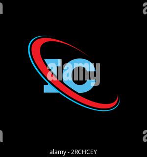 IC, I C letter logo design. Initial letter IC linked circle uppercase monogram logo red and blue. IC logo, I C design Stock Vector