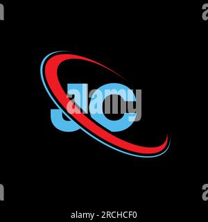 JC, J C letter logo design. Initial letter JC linked circle uppercase monogram logo red and blue. JC logo, J C design Stock Vector
