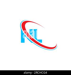NL N L letter logo design. Initial letter NL linked circle upercase monogram logo red and blue. NL logo, N L design Stock Vector