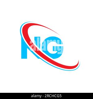 NG N G letter logo design. Initial letter NG linked circle upercase monogram logo red and blue. NG logo, N G design Stock Vector
