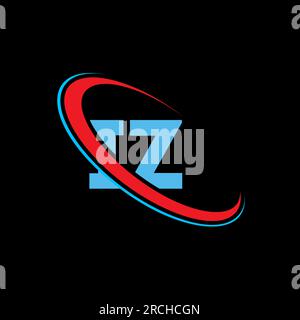 IZ I Z letter logo design. Initial letter IZ linked circle upercase monogram logo red and blue. IZ logo, I Z design Stock Vector