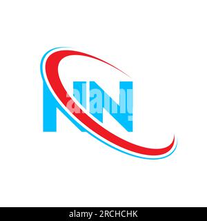NN N N letter logo design. Initial letter NN linked circle upercase monogram logo red and blue. NN logo, N N design Stock Vector