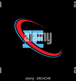 IE, I E letter logo design. Initial letter IE linked circle uppercase monogram logo red and blue. IE logo, I E design Stock Vector