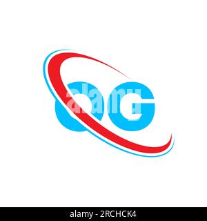 OG O G letter logo design. Initial letter OG linked circle upercase monogram logo red and blue. OG logo, O G design Stock Vector