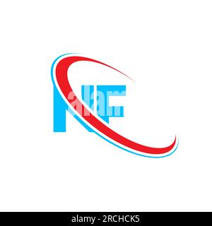 NF N F letter logo design. Initial letter NF linked circle upercase monogram logo red and blue. NF logo, N F design Stock Vector