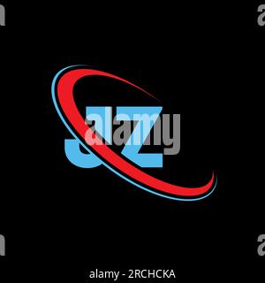 JZ J Z letter logo design. Initial letter JZ linked circle upercase monogram logo red and blue. JZ logo, J Z design Stock Vector