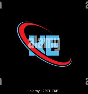 KE logo. KE letter. KE letter logo design. Initials KE logo linked with circle and uppercase monogram logo. KE typography for technology. Stock Vector