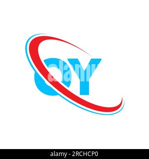 OY O Y letter logo design. Initial letter OY linked circle upercase monogram logo red and blue. OY logo, O Y design Stock Vector