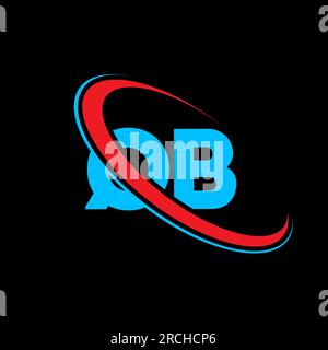 QB Q B letter logo design. Initial letter QB linked circle uppercase monogram logo red and blue. QB logo, Q B design. qb, q b Stock Vector