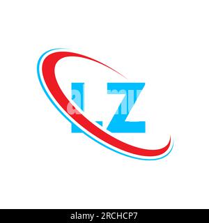 LZ L Z letter logo design. Initial letter LZ linked circle upercase monogram logo red and blue. LZ logo, L Z design Stock Vector