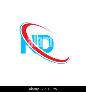 ND N D letter logo design. Initial letter ND linked circle upercase monogram logo red and blue. ND logo, N D design Stock Vector