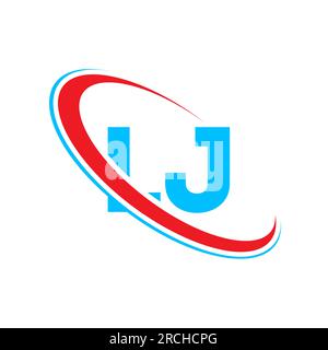 LJ L J letter logo design. Initial letter LJ linked circle upercase monogram logo red and blue. LJ logo, L J design Stock Vector