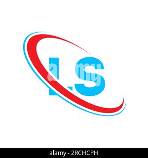 LS L S letter logo design. Initial letter LS linked circle upercase monogram logo red and blue. LS logo, L S design Stock Vector