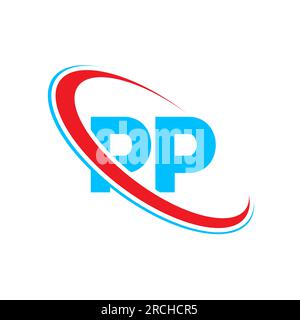 PP P P letter logo design. Initial letter PP linked circle uppercase monogram logo red and blue. PP logo, P P design Stock Vector