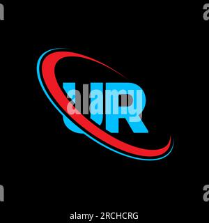 UR U R letter logo design. Initial letter UR linked circle uppercase monogram logo red and blue. UR logo, U R design. ur, u r Stock Vector