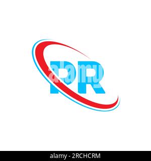 PR P R letter logo design. Initial letter PR linked circle upercase monogram logo red and blue. PR logo, P R design Stock Vector