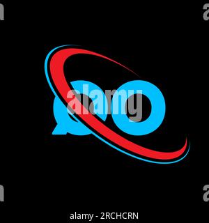 QO Q O letter logo design. Initial letter QO linked circle uppercase monogram logo red and blue. QO logo, Q O design. qo, q o Stock Vector