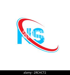NS N S letter logo design. Initial letter NS linked circle upercase monogram logo red and blue. NS logo, N S design Stock Vector