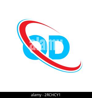 OD O D letter logo design. Initial letter OD linked circle upercase monogram logo red and blue. OD logo, O D design Stock Vector