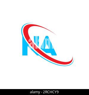 NA N A letter logo design. Initial letter NA linked circle upercase monogram logo red and blue. NA logo, N A design Stock Vector