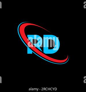 RD R D letter logo design. Initial letter RD linked circle uppercase monogram logo red and blue. RD logo, R D design. rd, r d Stock Vector