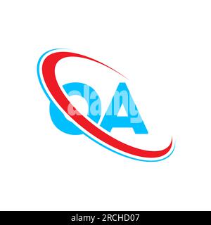OA O A letter logo design. Initial letter OA linked circle upercase monogram logo red and blue. OA logo, O A design Stock Vector
