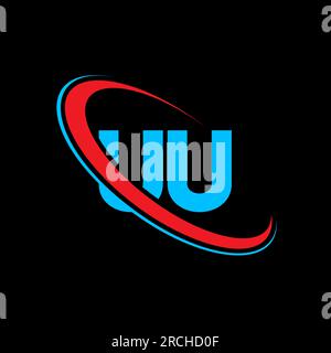 UU U U letter logo design. Initial letter UU linked circle uppercase monogram logo red and blue. UU logo, U U design. uu, u u Stock Vector