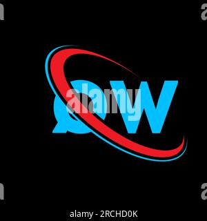 QW Q W letter logo design. Initial letter QW linked circle uppercase monogram logo red and blue. QW logo, Q W design. qw, q w Stock Vector