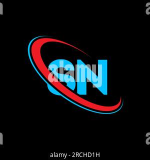 SN S N letter logo design. Initial letter SN linked circle uppercase monogram logo red and blue. S N logo, S N design. sn, s n Stock Vector