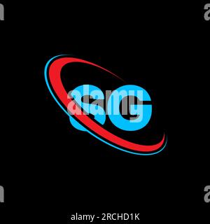 SG S G letter logo design. Initial letter SG linked circle uppercase monogram logo red and blue. S G logo, S G design. sg, s g Stock Vector