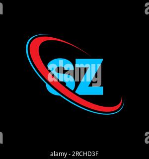 SZ S Z letter logo design. Initial letter SZ linked circle uppercase monogram logo red and blue. S Z logo, S Z design. sz, s z Stock Vector