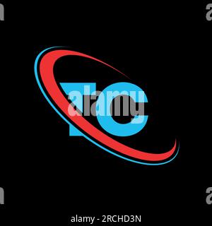 TC T C letter logo design. Initial letter TC linked circle uppercase monogram logo red and blue. TC logo, T C design. tc, t c Stock Vector