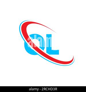 OL O L letter logo design. Initial letter OL linked circle upercase monogram logo red and blue. OL logo, O L design Stock Vector
