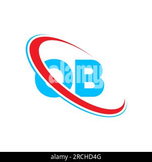 OB O B letter logo design. Initial letter OB linked circle upercase monogram logo red and blue. OB logo, O B design Stock Vector