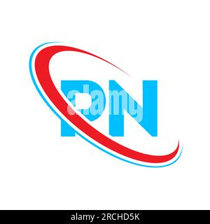 PN P N letter logo design. Initial letter PN linked circle upercase monogram logo red and blue. PN logo, P N design Stock Vector