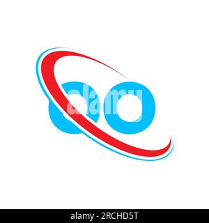 OO O O letter logo design. Initial letter OO linked circle upercase monogram logo red and blue. OO logo, O O design Stock Vector