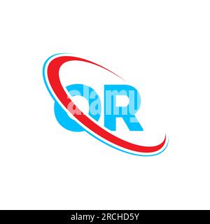 OR O R letter logo design. Initial letter OR linked circle upercase monogram logo red and blue. OR logo, O R design Stock Vector