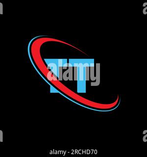 TT T T letter logo design. Initial letter TT linked circle uppercase monogram logo red and blue. TT logo, T T design. tt, t t Stock Vector