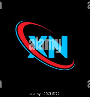 XN X N letter logo design. Initial letter XN linked circle uppercase monogram logo red and blue. XN logo, X N design. xn, x n Stock Vector