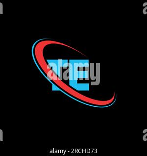 TE T E letter logo design. Initial letter TE linked circle uppercase monogram logo red and blue. TE logo, T E design. te, t e Stock Vector