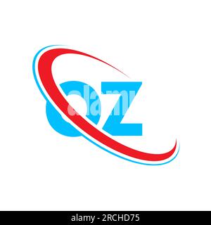 OZ O Z letter logo design. Initial letter OZ linked circle upercase monogram logo red and blue. OZ logo, O Z design Stock Vector