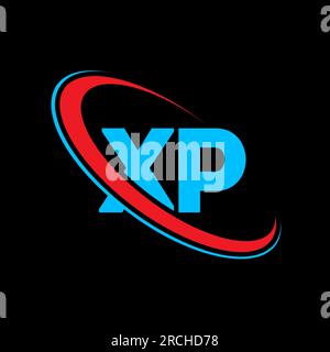 XP X P letter logo design. Initial letter XP linked circle uppercase monogram logo red and blue. XP logo, X P design. xp, x p Stock Vector