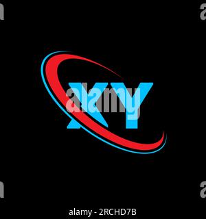 XY X Y letter logo design. Initial letter XY linked circle uppercase monogram logo red and blue. XY logo, X Y design. xy, x y Stock Vector