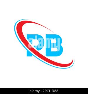 PB P B letter logo design. Initial letter PB linked circle uppercase monogram logo red and blue. PB logo, PB design Stock Vector