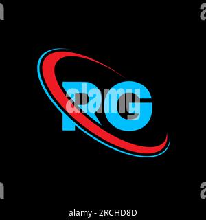 RG R G letter logo design. Initial letter RG linked circle uppercase monogram logo red and blue. RG logo, R G design. rg, r g Stock Vector